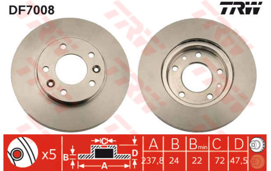 Disque de frein DF7008 TRW