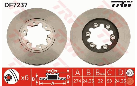 Disque de frein DF7237 TRW, Image 2