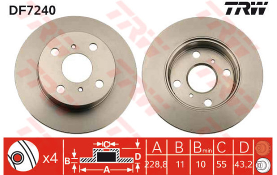 Disque de frein DF7240 TRW