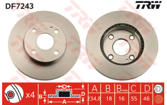 Disque de frein DF7243 TRW