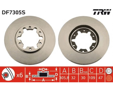 Disque de frein DF7305S TRW