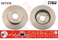 Disque de frein DF7376 TRW