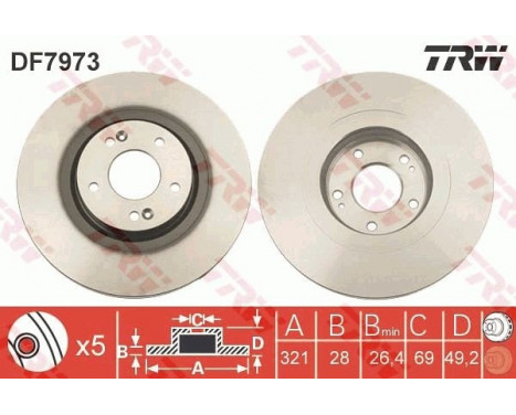 Disque de frein DF7973 TRW, Image 2