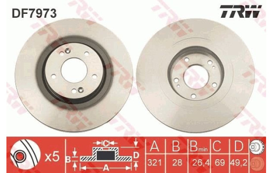 Disque de frein DF7973 TRW, Image 2