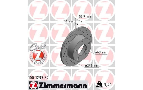 Disque de frein DISQUE DE FREIN SPORT COAT Z 100.1237.52 Zimmermann, Image 2