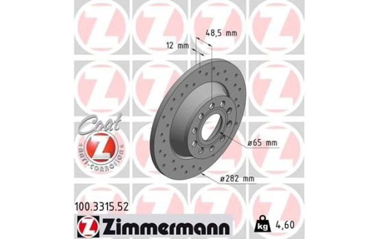 Disque de frein DISQUE DE FREIN SPORT COAT Z 100.3315.52 Zimmermann, Image 2