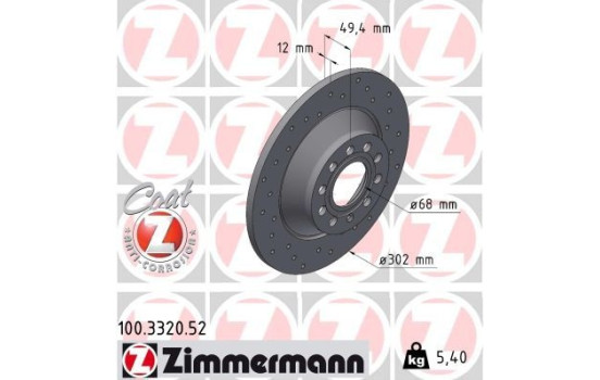 Disque de frein DISQUE DE FREIN SPORT COAT Z 100.3320.52 Zimmermann, Image 2