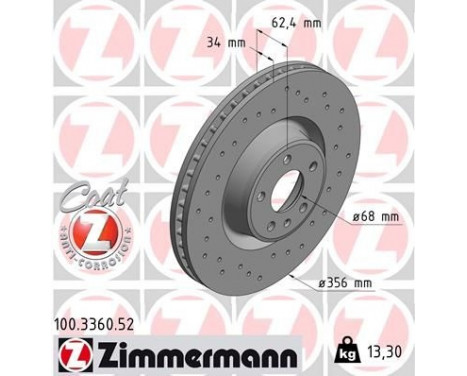Disque de frein DISQUE DE FREIN SPORT COAT Z 100.3360.52 Zimmermann
