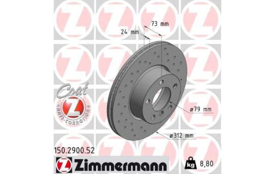 Disque de frein DISQUE DE FREIN SPORT COAT Z 150.2900.52 Zimmermann, Image 2