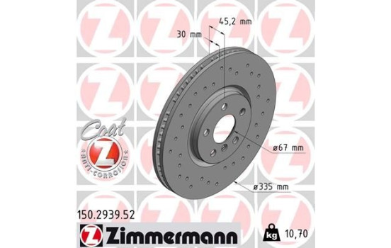 Disque de frein DISQUE DE FREIN SPORT COAT Z 150.2939.52 Zimmermann, Image 2