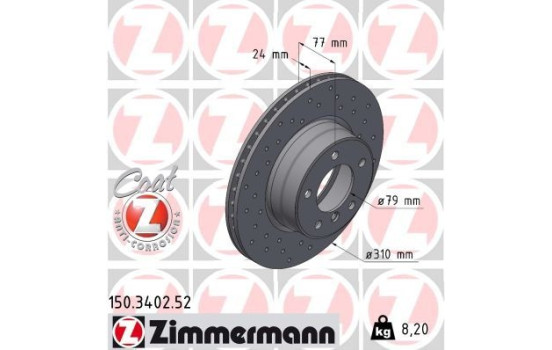 Disque de frein DISQUE DE FREIN SPORT COAT Z 150.3402.52 Zimmermann, Image 2