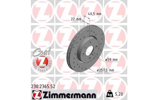 Disque de frein DISQUE DE FREIN SPORT COAT Z 230.2365.52 Zimmermann, Image 2
