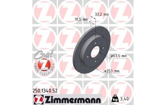 Disque de frein DISQUE DE FREIN SPORT COAT Z 250.1340.52 Zimmermann, Image 2