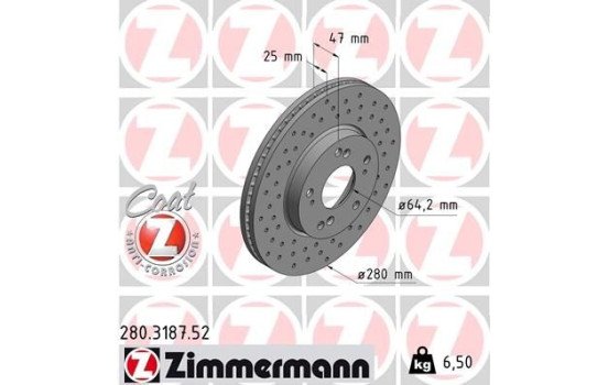 Disque de frein DISQUE DE FREIN SPORT COAT Z 280.3187.52 Zimmermann, Image 2