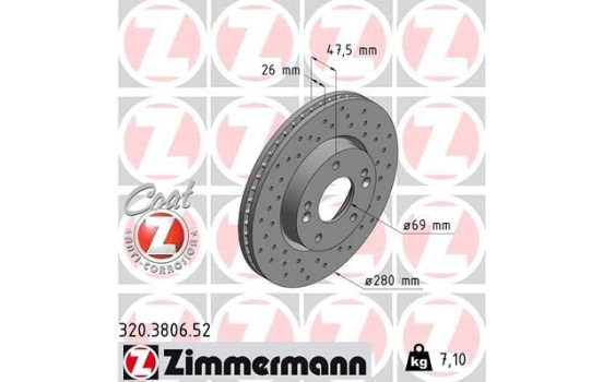 Disque de frein DISQUE DE FREIN SPORT COAT Z 320.3806.52 Zimmermann, Image 2