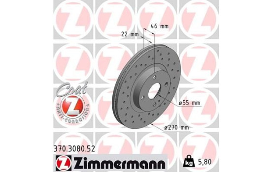 Disque de frein DISQUE DE FREIN SPORT COAT Z 370.3080.52 Zimmermann, Image 2