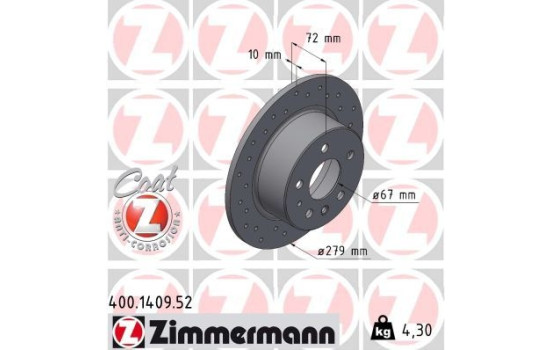 Disque de frein DISQUE DE FREIN SPORT COAT Z 400.1409.52 Zimmermann, Image 2