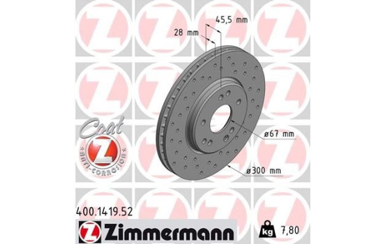 Disque de frein DISQUE DE FREIN SPORT COAT Z 400.1419.52 Zimmermann, Image 2
