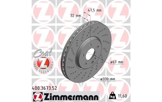 Disque de frein DISQUE DE FREIN SPORT COAT Z 400.3673.52 Zimmermann, Image 2