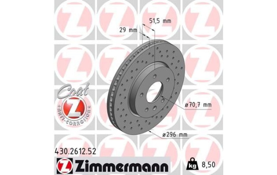 Disque de frein DISQUE DE FREIN SPORT COAT Z 430.2612.52 Zimmermann, Image 2