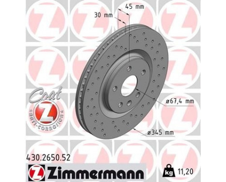 Disque de frein DISQUE DE FREIN SPORT COAT Z 430.2650.52 Zimmermann
