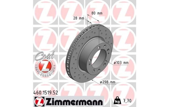 Disque de frein DISQUE DE FREIN SPORT COAT Z 460.1519.52 Zimmermann, Image 2