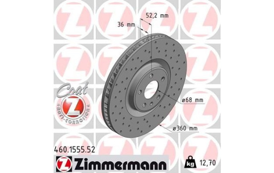 Disque de frein DISQUE DE FREIN SPORT COAT Z 460.1555.52 Zimmermann, Image 2