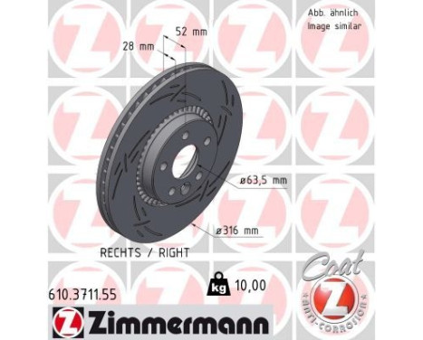 Disque de frein droit 610.3711.55 Zimmermann
