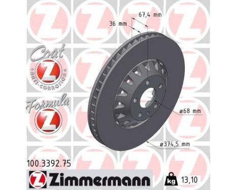 Disque de frein FORMULA Z 100.3392.75 Zimmermann