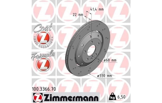 Disque de frein FORMULA Z DISQUE DE FREIN 100.3366.70 Zimmermann, Image 2