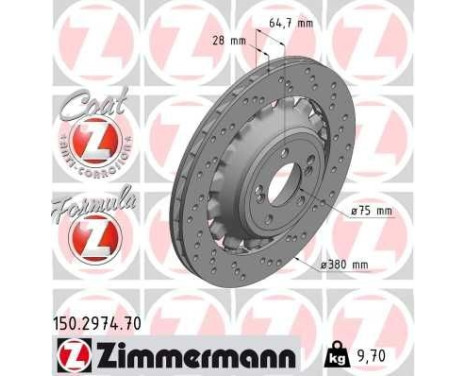 Disque de frein FORMULA Z DISQUE DE FREIN 150.2974.70 Zimmermann