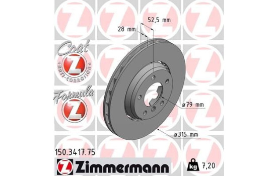 Disque de frein FORMULA Z DISQUE DE FREIN 150.3417.75 Zimmermann, Image 2