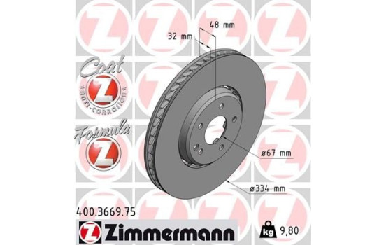 Disque de frein FORMULA Z DISQUE DE FREIN 400.3669.75 Zimmermann