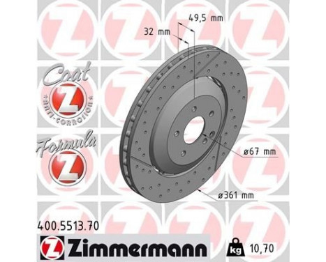 Disque de frein FORMULA Z DISQUE DE FREIN 400.5513.70 Zimmermann