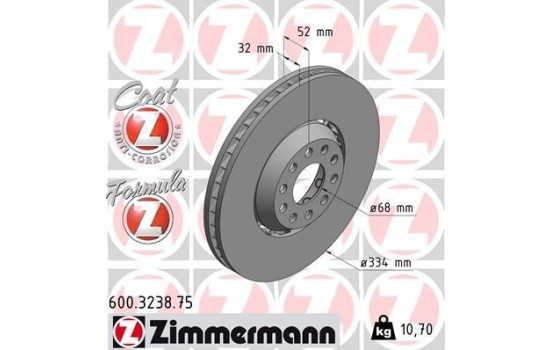 Disque de frein FORMULA Z DISQUE DE FREIN 600.3238.75 Zimmermann, Image 2