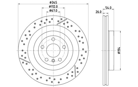 Disque de frein HC 8DD 355 132-461 Hella