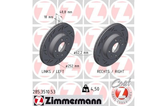 Disque de frein NOIR Z 285.3510.53 Zimmermann