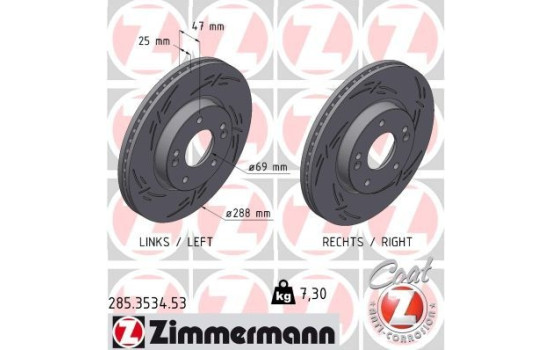 Disque de frein NOIR Z 285.3534.53 Zimmermann
