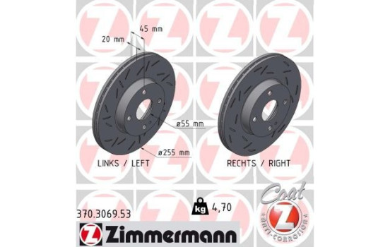 Disque de frein NOIR Z 370.3069.53 Zimmermann