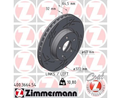 Disque de frein NOIR Z 400.3664.54 Zimmermann