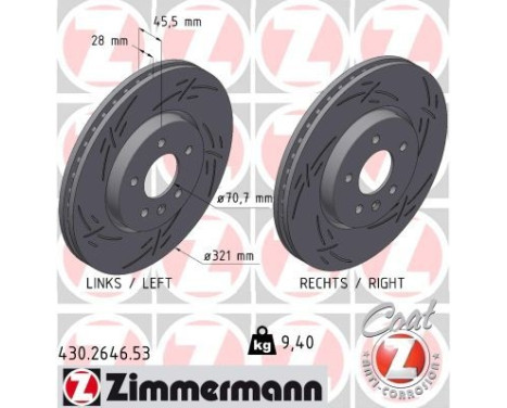 Disque de frein NOIR Z 430.2646.53 Zimmermann