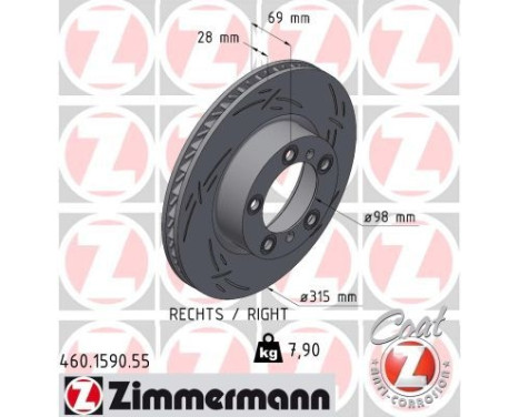 Disque de frein NOIR Z 460.1590.55 Zimmermann