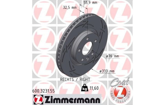 Disque de frein NOIR Z 600.3231.55 Zimmermann