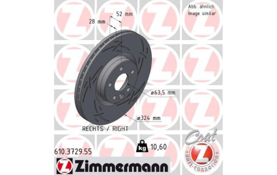 Disque de frein NOIR Z 610.3729.55 Zimmermann
