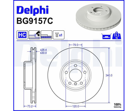 DISQUE DE FREIN PEINT UNITAIRE BG9157C Delphi
