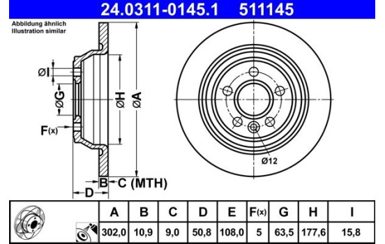 Disque de frein PowerDisc 24.0311-0145.1 ATE