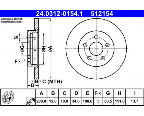 Disque de frein PowerDisc 24.0312-0154.1 ATE