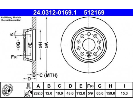 Disque de frein PowerDisc 24.0312-0169.1 ATE