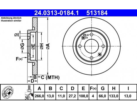 Disque de frein PowerDisc 24.0313-0184.1 ATE