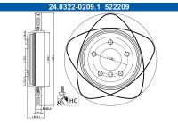 Disque de frein PowerDisc 24.0322-0209.1 ATE